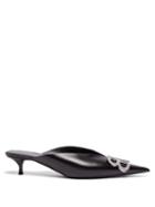 Matchesfashion.com Balenciaga - Bb Crystal Embellished Leather Mules - Womens - Black