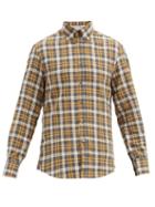 Matchesfashion.com Brunello Cucinelli - Checked Button-down Collar Cotton Shirt - Mens - Yellow Multi