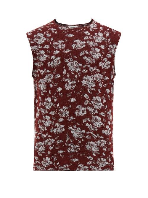 Matchesfashion.com Jil Sander - Floral-jacquard Sleeveless Sweater - Mens - Red