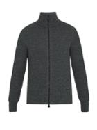 Ami Zip-through Ribbed-wool Sweater
