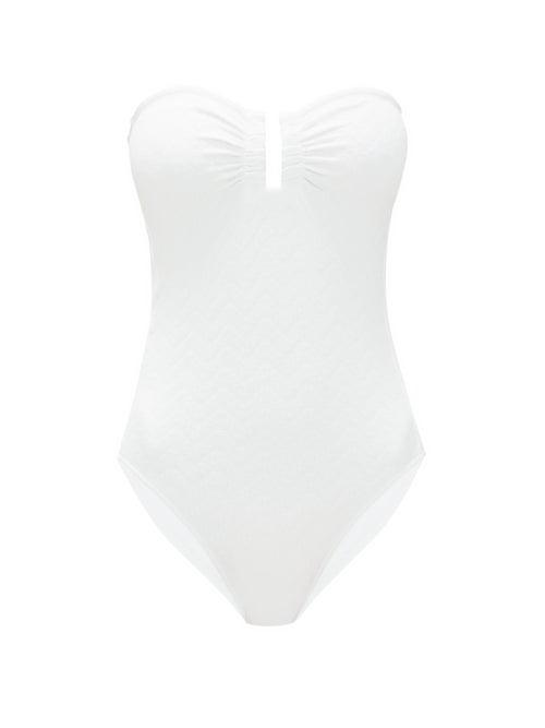 Matchesfashion.com Eres - Cassiope U-ring Strapless Zigzag-knitted Swimsuit - Womens - White