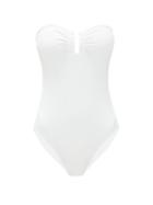 Matchesfashion.com Eres - Cassiope U-ring Strapless Zigzag-knitted Swimsuit - Womens - White