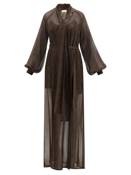 Raey - Raglan-sleeve Leopard-print Silk Maxi Dress - Womens - Leopard Print