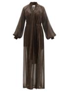 Raey - Raglan-sleeve Leopard-print Silk Maxi Dress - Womens - Leopard Print