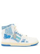 Amiri - Skel Top Bandana-print Leather High-top Trainers - Mens - Blue