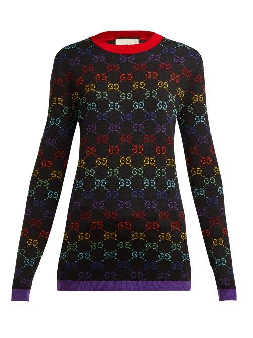 Matchesfashion.com Gucci - Gg Jacquard Wool Sweater - Womens - Black Multi