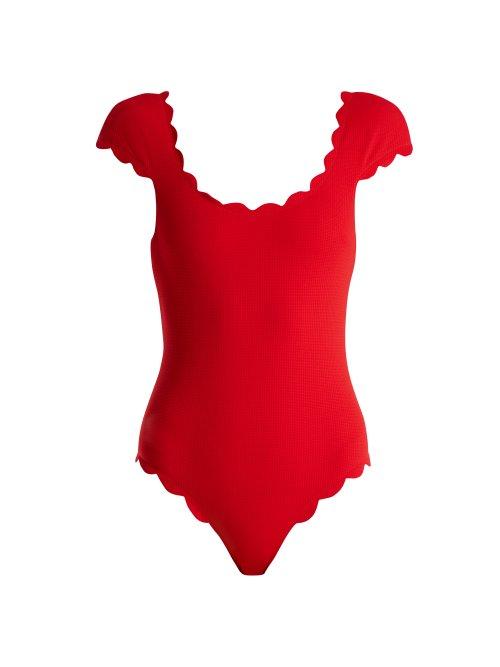 Matchesfashion.com Marysia - Mexico Scallop Edged Swimsuit - Womens - Red