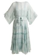 Matchesfashion.com Zimmermann - Whitewave Veil Silk Dress - Womens - Light Green
