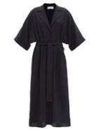 Ladies Rtw Raey - Tie-waist Dolman-sleeve Seersucker Shirt Dress - Womens - Dark Navy