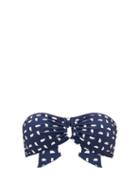Matchesfashion.com Self-portrait - Printed Bandeau Bikini Top - Womens - Navy White