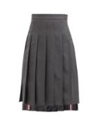 Matchesfashion.com Thom Browne - Step-hem Pleated Wool Skirt - Womens - Grey