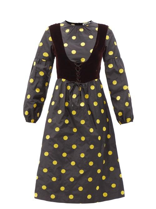 Batsheva - Shay Polka-dot Silk-taffeta Midi Dress - Womens - Black Multi