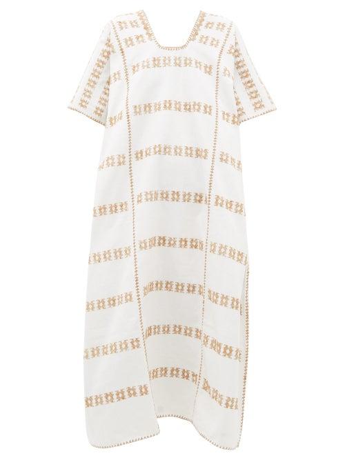 Matchesfashion.com Pippa Holt - Embroidered Cotton Kaftan - Womens - White Multi