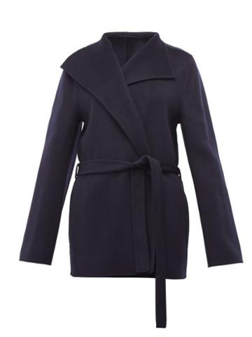 Matchesfashion.com Joseph - Lima Belted Wool Blend Coat - Womens - Navy