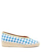 Ladies Shoes Castaer - Gustava Gingham Canvas & Jute Flats - Womens - Blue White