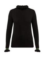 Matchesfashion.com Shrimps - Ruffle Roll Neck Wool Blend Sweater - Womens - Black