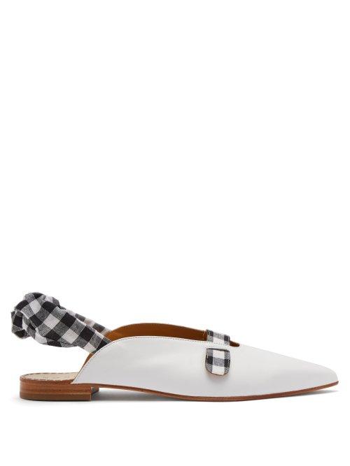 Matchesfashion.com Dodo Bar Or - Alonso Gingham Slingback Leather Flats - Womens - Black White