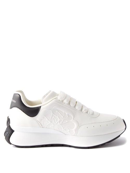 Alexander Mcqueen - Sprint Runner Logo-embossed Leather Trainers - Womens - White Black