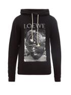 Matchesfashion.com Loewe - Logo-print Cotton-jersey Hooded Sweatshirt - Mens - Black