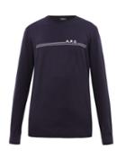 Matchesfashion.com A.p.c. - Eponymous Logo Jacquard Cotton Blend Sweater - Mens - Navy