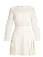 Self-portrait Bellis Pleated Guipure-lace And Crepe Dress