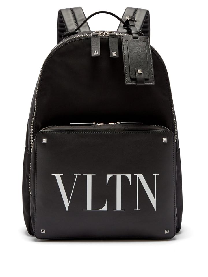 Valentino Vltn Logo-print Leather-panelled Backpack