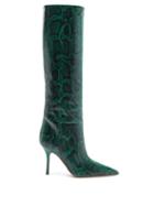 Matchesfashion.com Paris Texas - Mama Python-effect Leather Knee-high Boots - Womens - Dark Green
