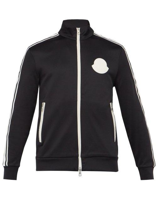 Matchesfashion.com Moncler - Rubberised Logo Patch Zip Through Track Jacket - Mens - Black