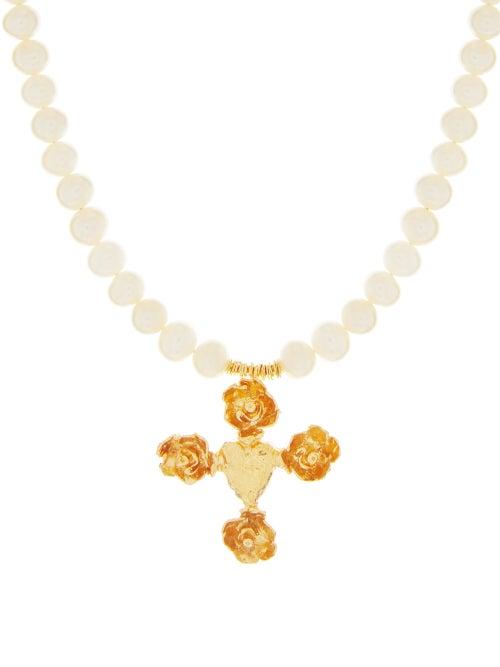 Matchesfashion.com Elise Tsikis - Praha 18kt Gold-plated Pearl Necklace - Womens - Pearl