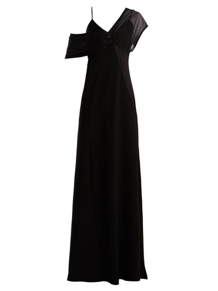Diane Von Furstenberg Contrast-panel V-neck Crepe Gown