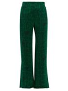 Matchesfashion.com Chufy - Kaf Satin Crepe Wide Leg Trousers - Womens - Green Print