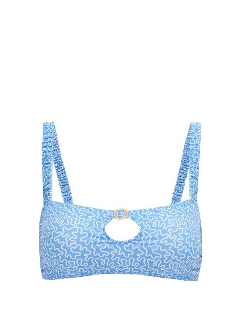 Matchesfashion.com Fisch - Carambole Cutout Abstract-print Bikini Top - Womens - Blue Print