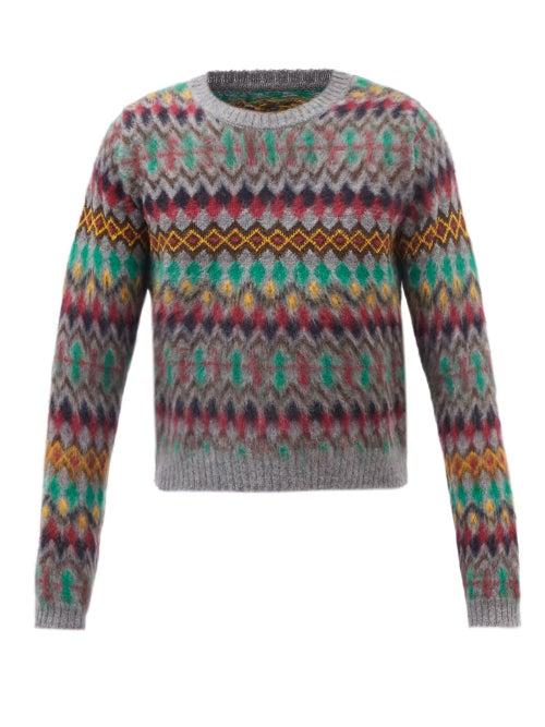 Maison Margiela - Four-stitches Fair Isle Felted-wool Sweater - Mens - Grey