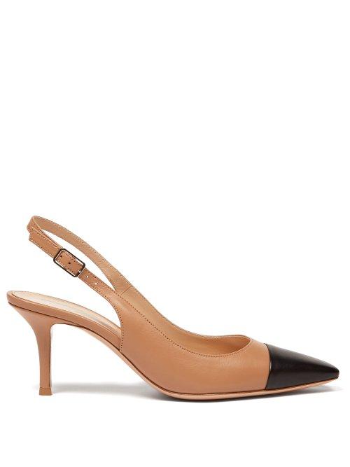 Matchesfashion.com Gianvito Rossi - Lucy 70 Leather Slingback Pumps - Womens - Black Nude