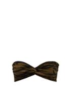 Norma Kamali - Johnny D Tiger-stripe Bandeau Bikini Top - Womens - Brown Print