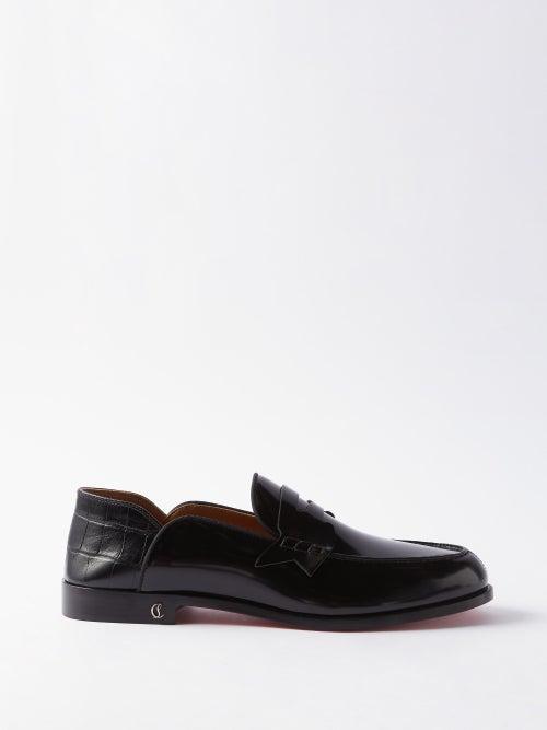 Christian Louboutin - Penny No Back Collapsible-back Leather Loafers - Mens - Black