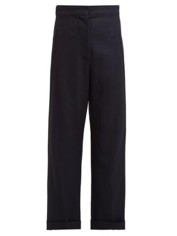Matchesfashion.com Jacquemus - Revers Wide Leg Wool Trousers - Womens - Navy