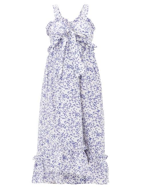 Matchesfashion.com Thierry Colson - Valentina Abstract-print Cotton Maxi Dress - Womens - Blue