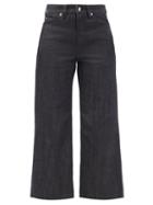 Matchesfashion.com Jil Sander - High-rise Flared-leg Cropped Jeans - Womens - Dark Denim