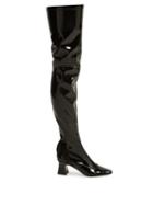 Matchesfashion.com Fabrizio Viti - Over The Knee Patent Leather Boots - Womens - Black