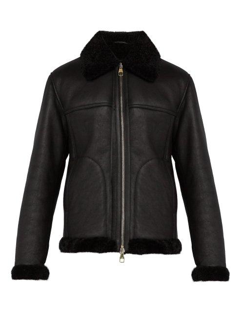 Matchesfashion.com Dunhill - Shearling Trimmed Leather Jacket - Mens - Black
