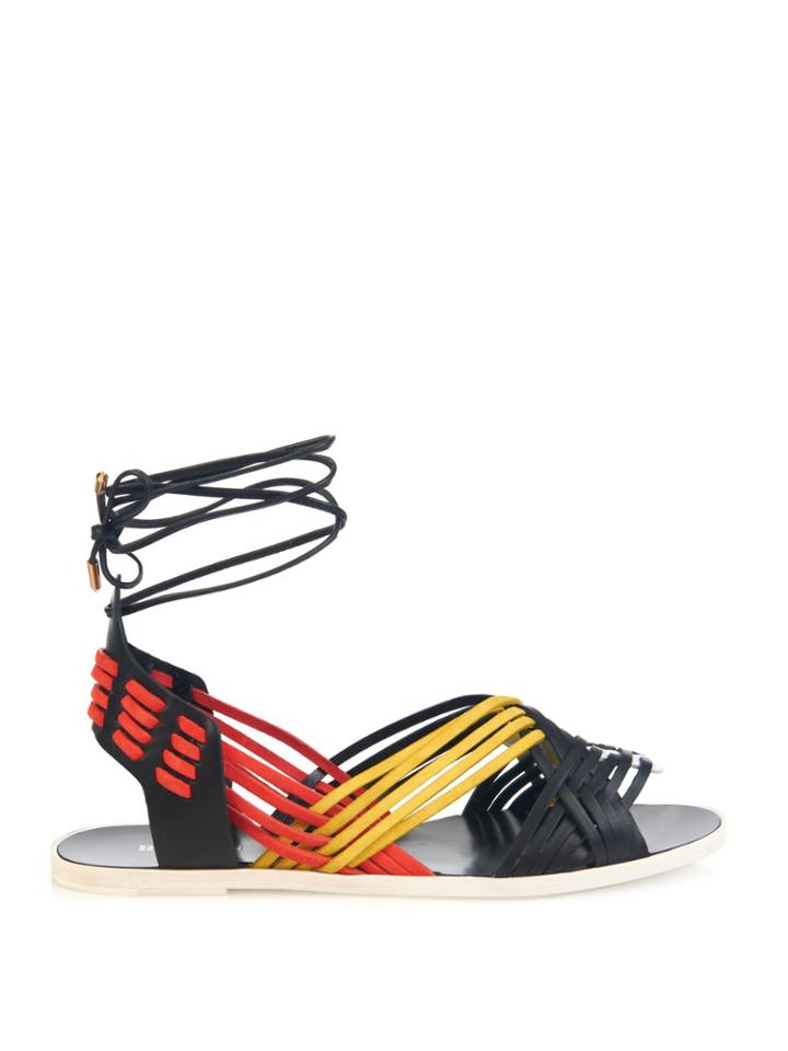 Balmain Matti Woven Leather And Suede Sandals