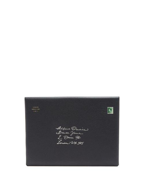 Matchesfashion.com Dunhill - Boston Large Grained Leather Envelope Pouch - Mens - Black