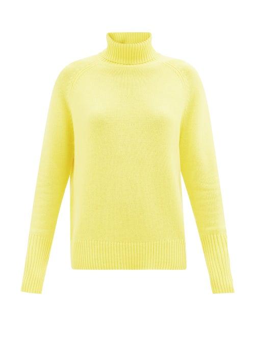 Lee Mathews - Roll-neck Slit Cuff Cashmere Sweater - Womens - Yellow