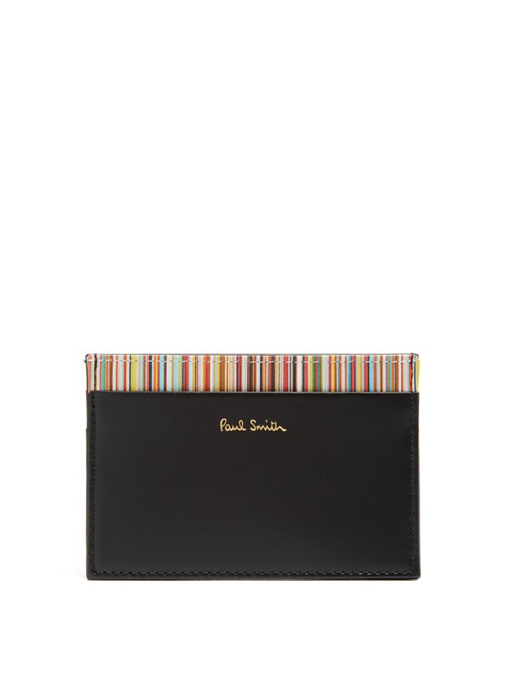 Paul Smith Striped-print Leather Cardholder