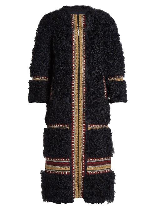 Redvalentino Embroidered Shearling Coat