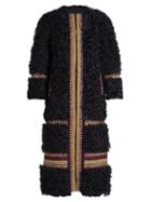 Redvalentino Embroidered Shearling Coat