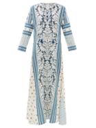 Matchesfashion.com D'ascoli - Mecox Floral-print Silk Maxi Dress - Womens - Blue Print