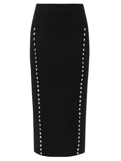 Matchesfashion.com Altuzarra - Marilla Buttoned-seam Ribbed Pencil Skirt - Womens - Black