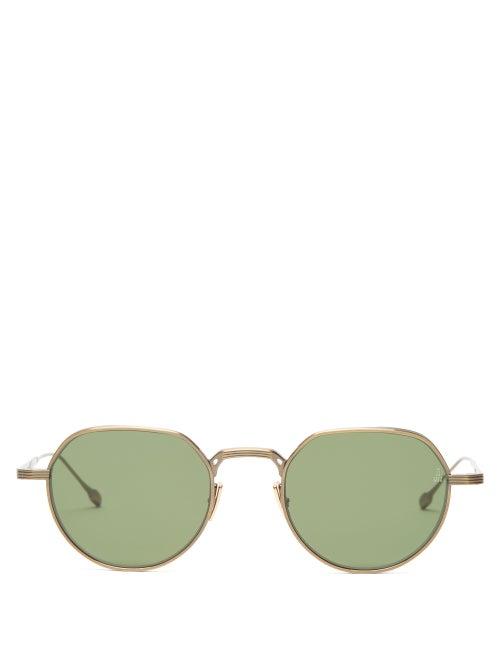 Matchesfashion.com Jacques Marie Mage - Fontana Round Titanium Sunglasses - Mens - Gold